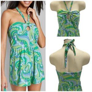 Wild Fable Blue Swirl Halter French Terry Towel Romper Size S - NEW